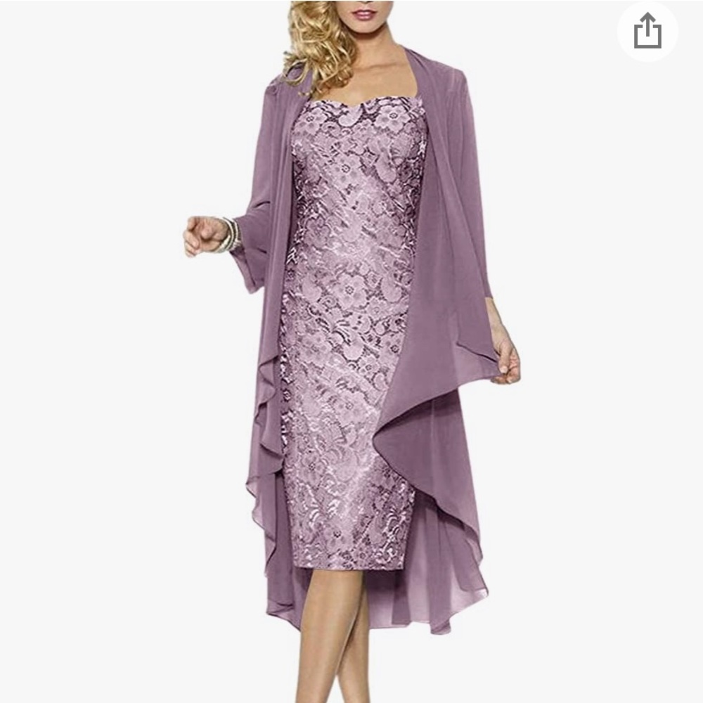 Mauve mother-of-the-bride dress with chiffon wrap